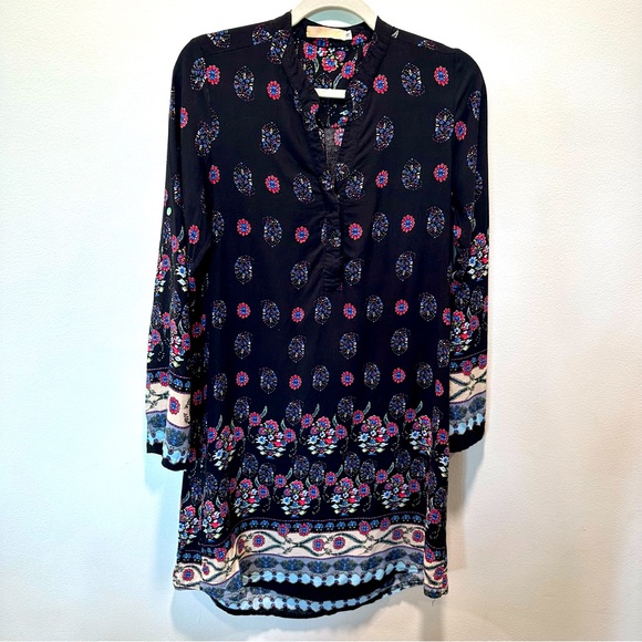 Vic Via Dresses & Skirts - Vic Via Boho V-Neck Button Down Long Sleeve Sheath Shirt Dress Women’s size M